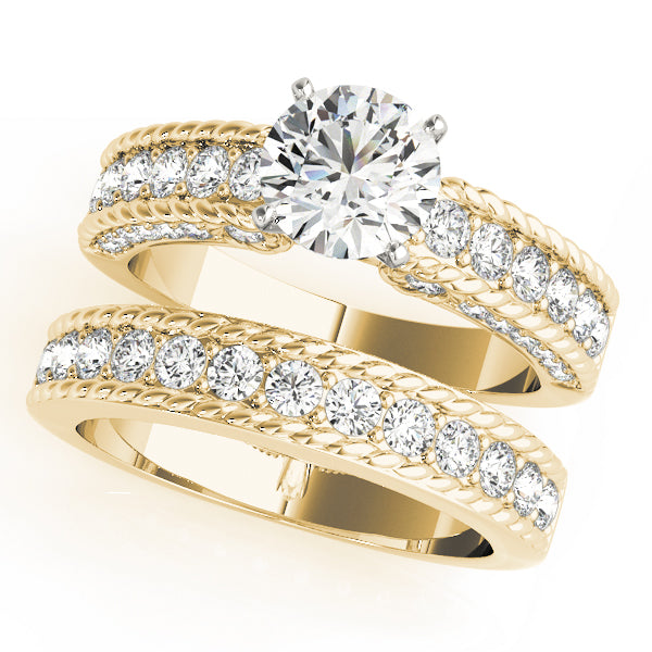 Heirloom Channel-Set Round Diamond Engagement Ring — 9K/18K Gold & Platinum
