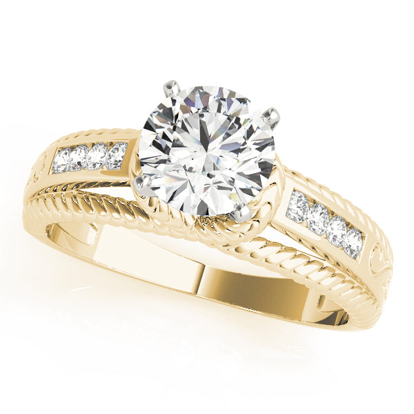 Refined Channel-Set Round Diamond Engagement Ring — 9K/18K Gold & Platinum