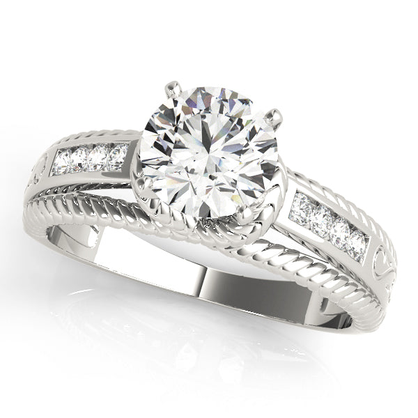 Refined Channel-Set Round Diamond Engagement Ring — 9K/18K Gold & Platinum