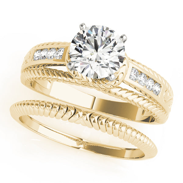 Refined Channel-Set Round Diamond Engagement Ring — 9K/18K Gold & Platinum