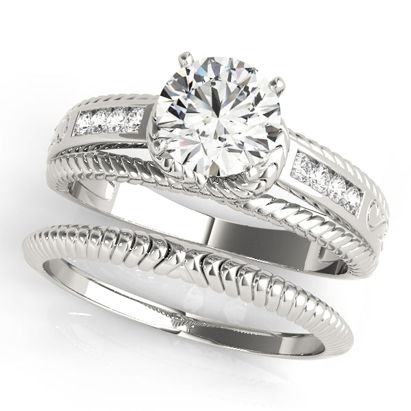 Refined Channel-Set Round Diamond Engagement Ring — 9K/18K Gold & Platinum