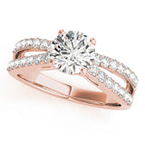 Sophisticated Multi-Row Round Diamond Engagement Ring — 9K/18K Gold & Platinum