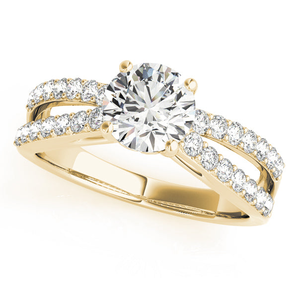 Sophisticated Multi-Row Round Diamond Engagement Ring — 9K/18K Gold & Platinum