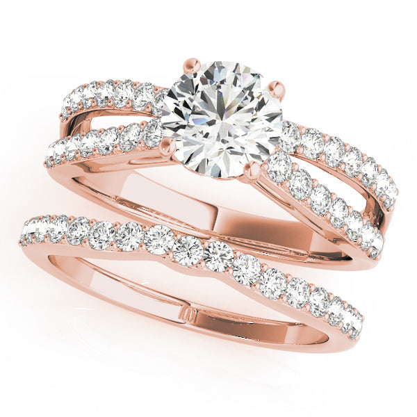 Sophisticated Multi-Row Round Diamond Engagement Ring — 9K/18K Gold & Platinum