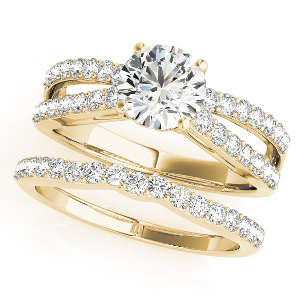 Sophisticated Multi-Row Round Diamond Engagement Ring — 9K/18K Gold & Platinum