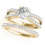 Sophisticated Multi-Row Round Diamond Engagement Ring — 9K/18K Gold & Platinum