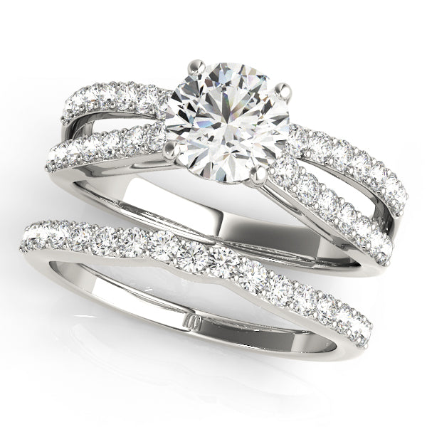 Sophisticated Multi-Row Round Diamond Engagement Ring — 9K/18K Gold & Platinum