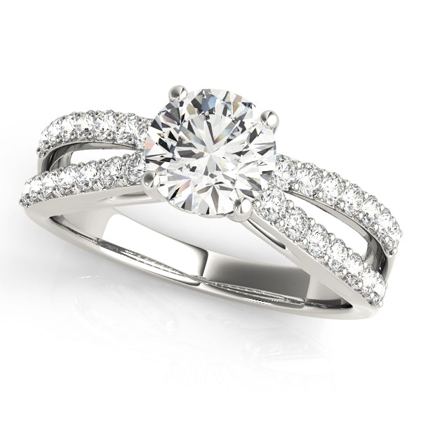 Sophisticated Multi-Row Round Diamond Engagement Ring — 9K/18K Gold & Platinum