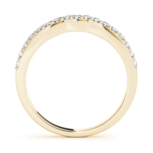 Shared Prong Curved Half Eternity Ring in Gold & Platinum