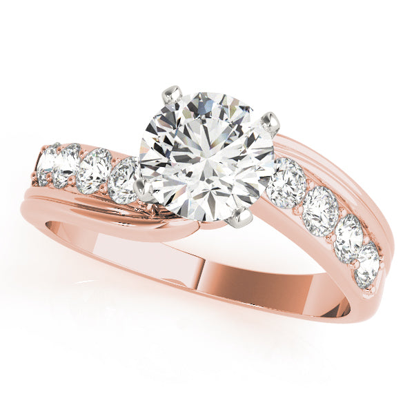 Radiant Bypass Round Diamond Engagement Ring — 9K/18K Gold & Platinum