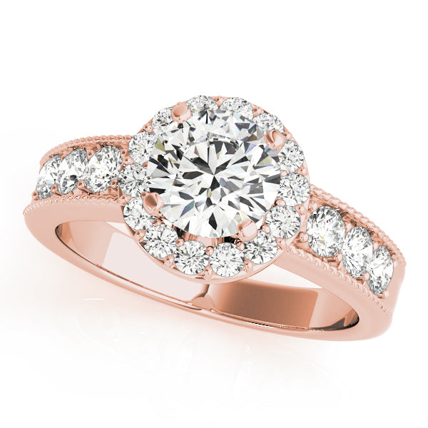 Brilliant Halo Round Diamond Engagement Ring — 9K/18K Gold & Platinum