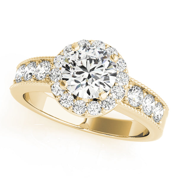 Brilliant Halo Round Diamond Engagement Ring — 9K/18K Gold & Platinum