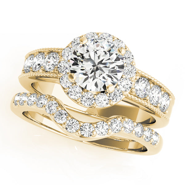 Brilliant Halo Round Diamond Engagement Ring — 9K/18K Gold & Platinum