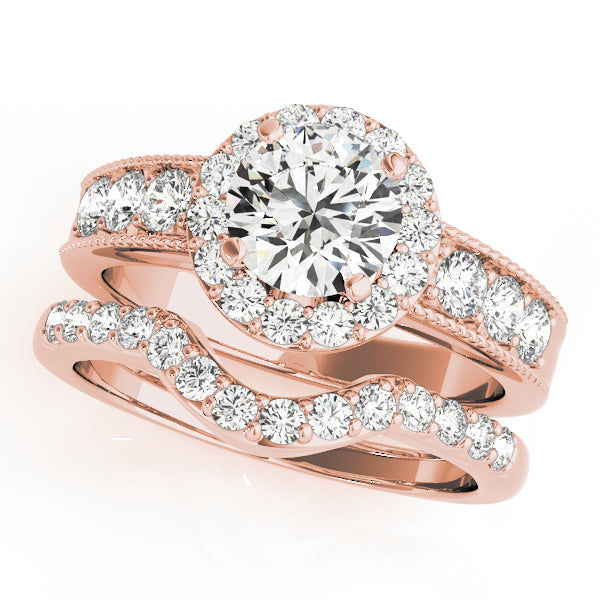 Brilliant Halo Round Diamond Engagement Ring — 9K/18K Gold & Platinum