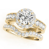 Brilliant Halo Round Diamond Engagement Ring — 9K/18K Gold & Platinum