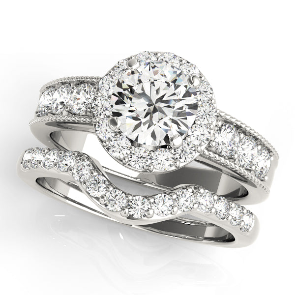 Brilliant Halo Round Diamond Engagement Ring — 9K/18K Gold & Platinum