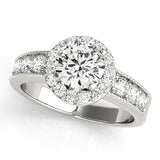 Brilliant Halo Round Diamond Engagement Ring — 9K/18K Gold & Platinum