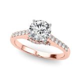 Sculpted Channel-Set Round Diamond Engagement Ring — 9K/18K Gold & Platinum