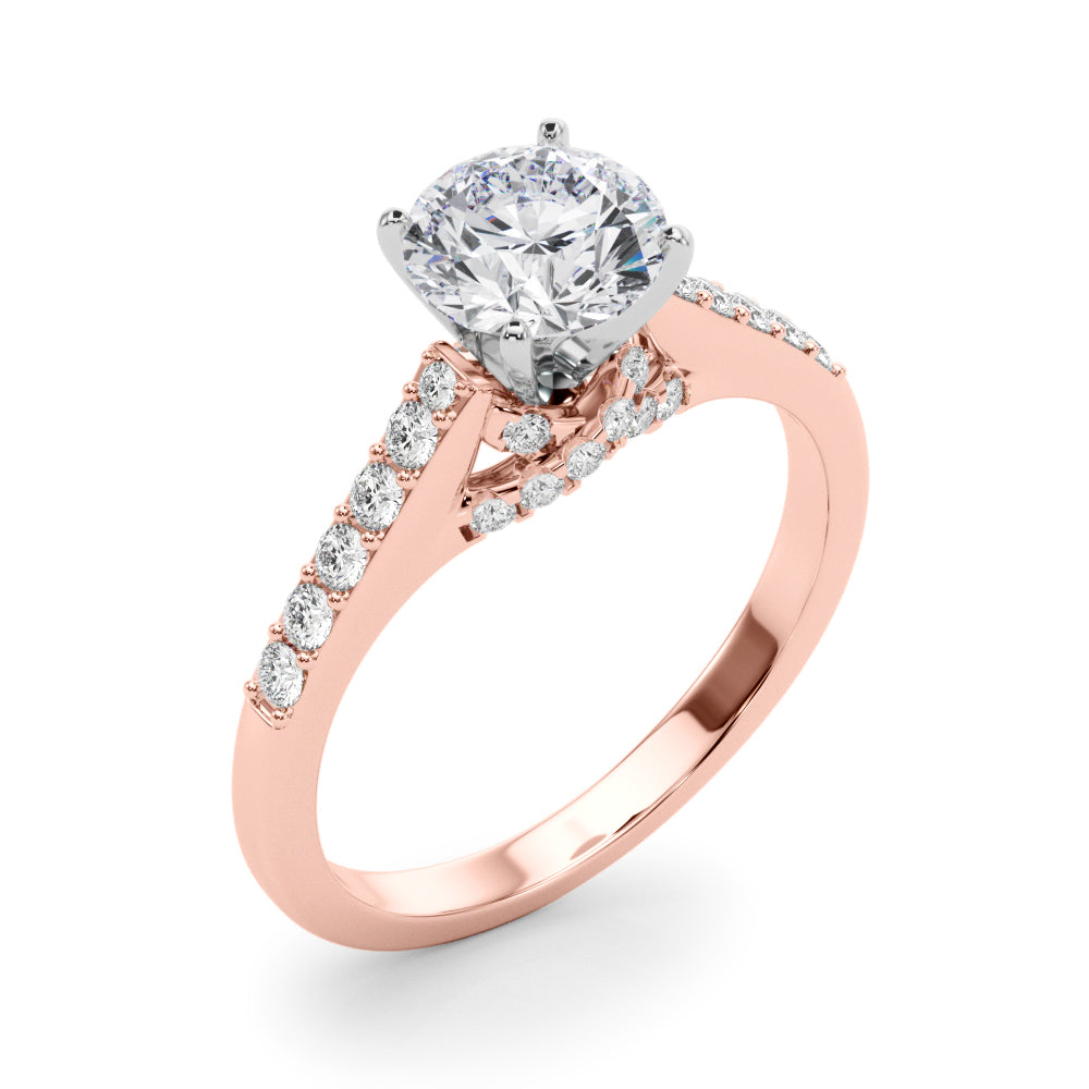 Sculpted Channel-Set Round Diamond Engagement Ring — 9K/18K Gold & Platinum