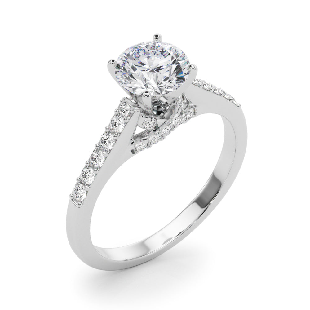 Sculpted Channel-Set Round Diamond Engagement Ring — 9K/18K Gold & Platinum