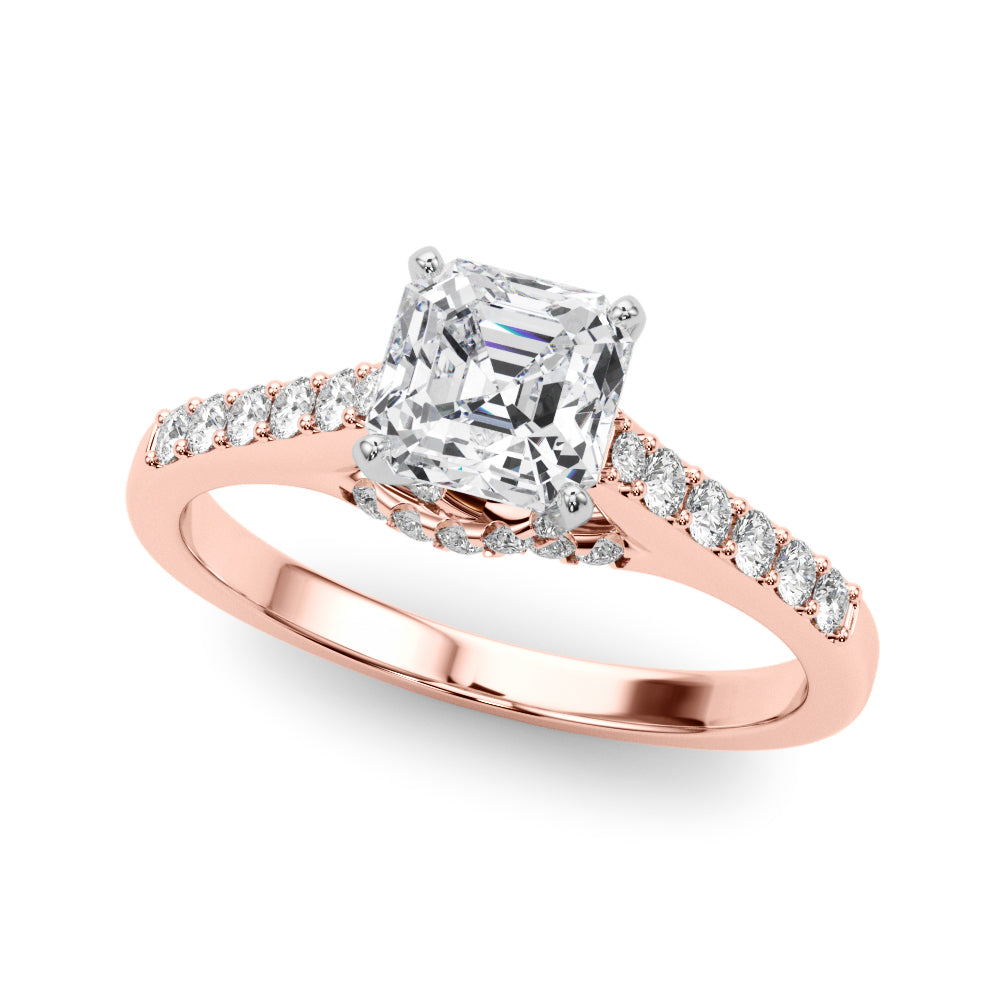 Sculpted Channel-Set Round Diamond Engagement Ring — 9K/18K Gold & Platinum