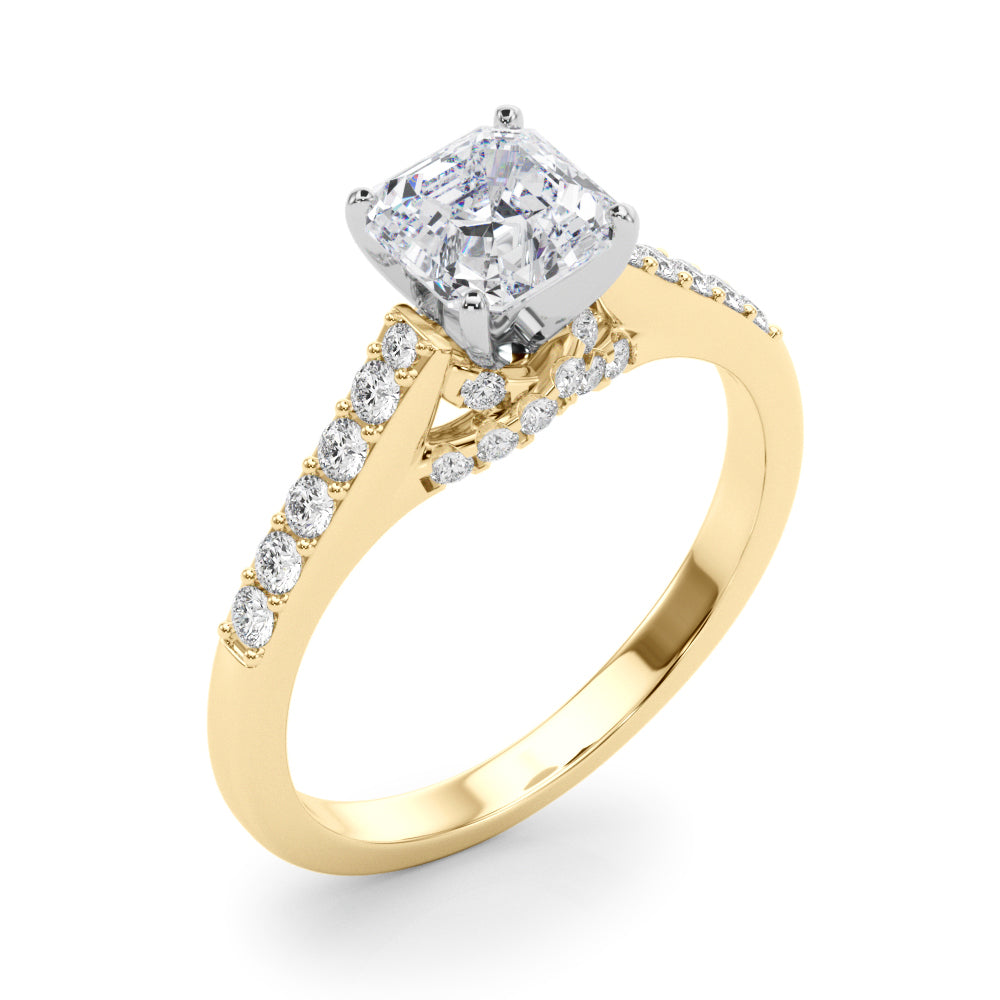 Sculpted Channel-Set Round Diamond Engagement Ring — 9K/18K Gold & Platinum