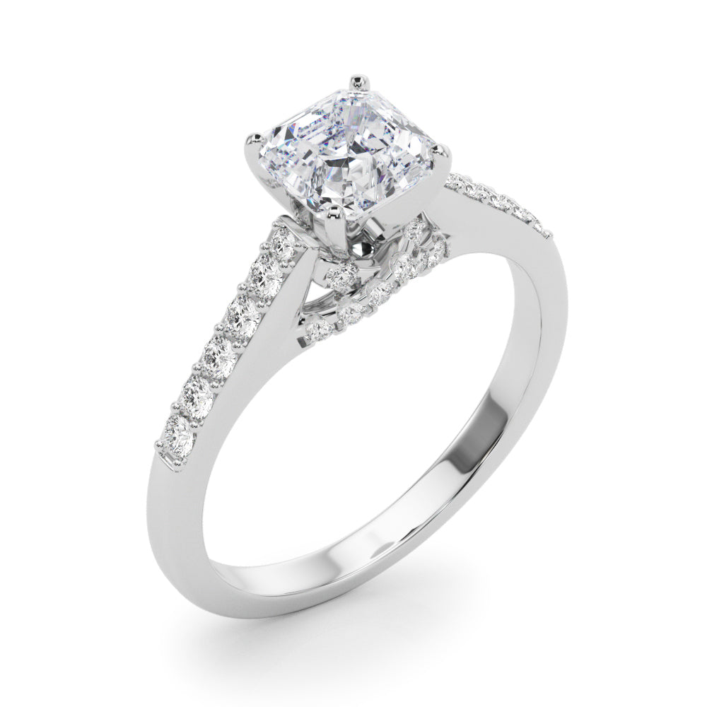 Sculpted Channel-Set Round Diamond Engagement Ring — 9K/18K Gold & Platinum