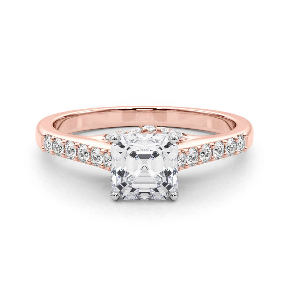 Sculpted Channel-Set Round Diamond Engagement Ring — 9K/18K Gold & Platinum