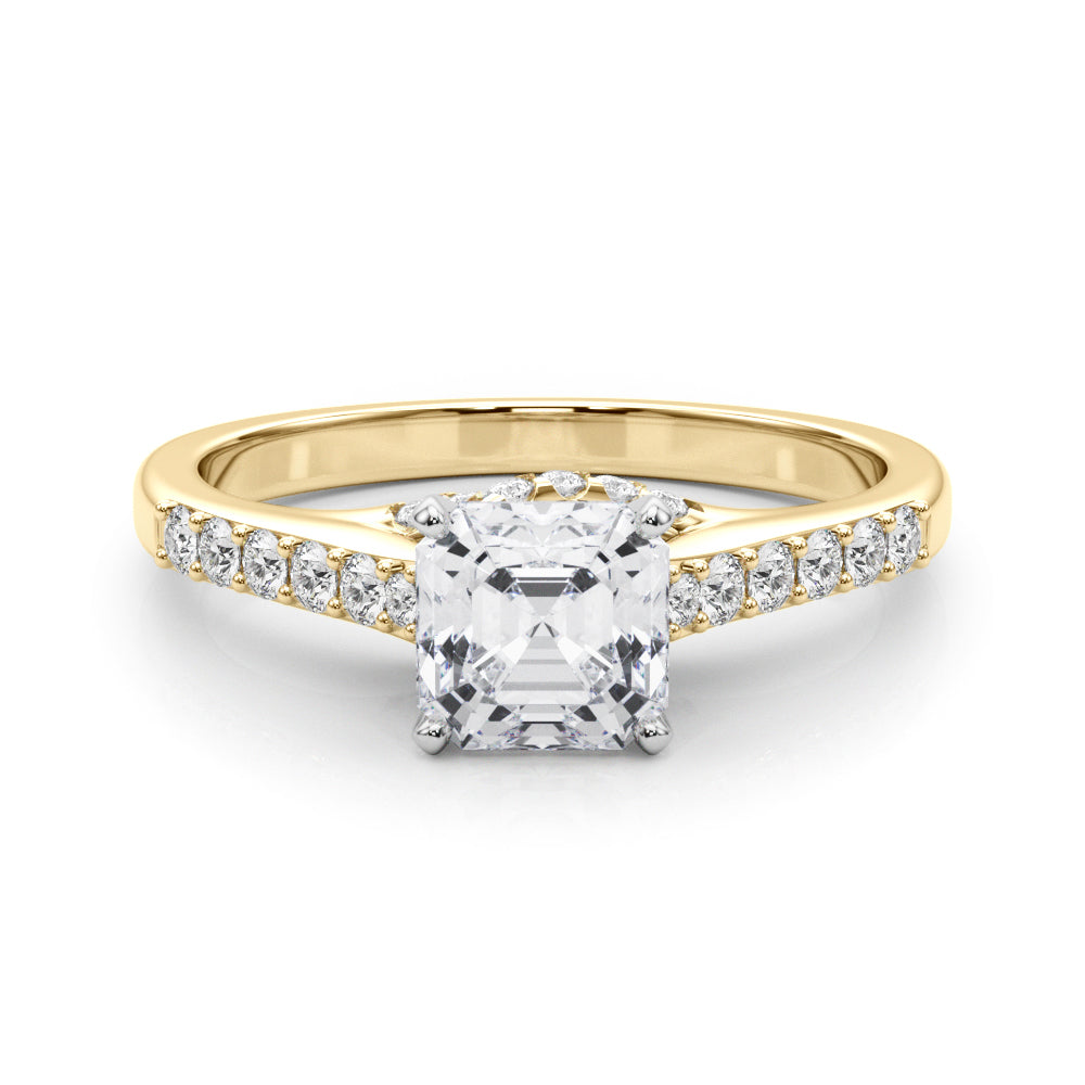 Sculpted Channel-Set Round Diamond Engagement Ring — 9K/18K Gold & Platinum