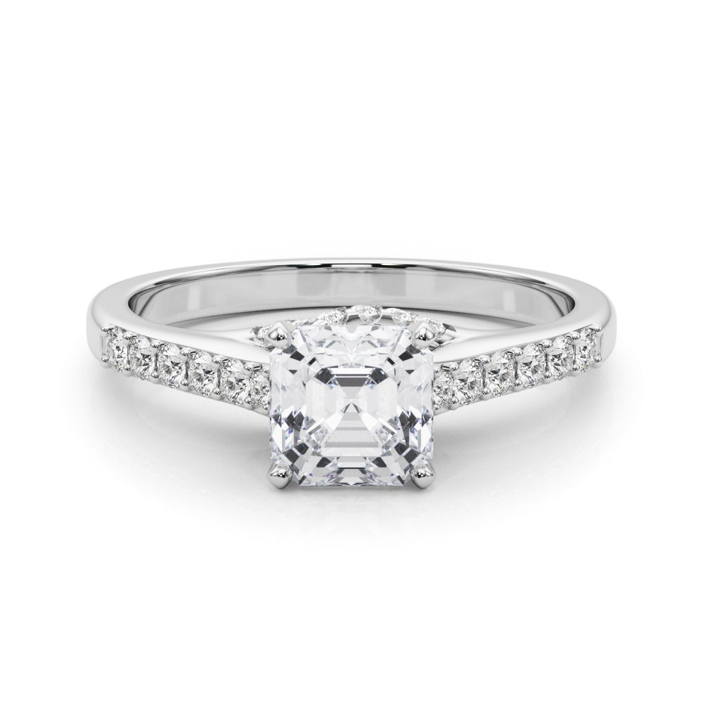 Sculpted Channel-Set Round Diamond Engagement Ring — 9K/18K Gold & Platinum