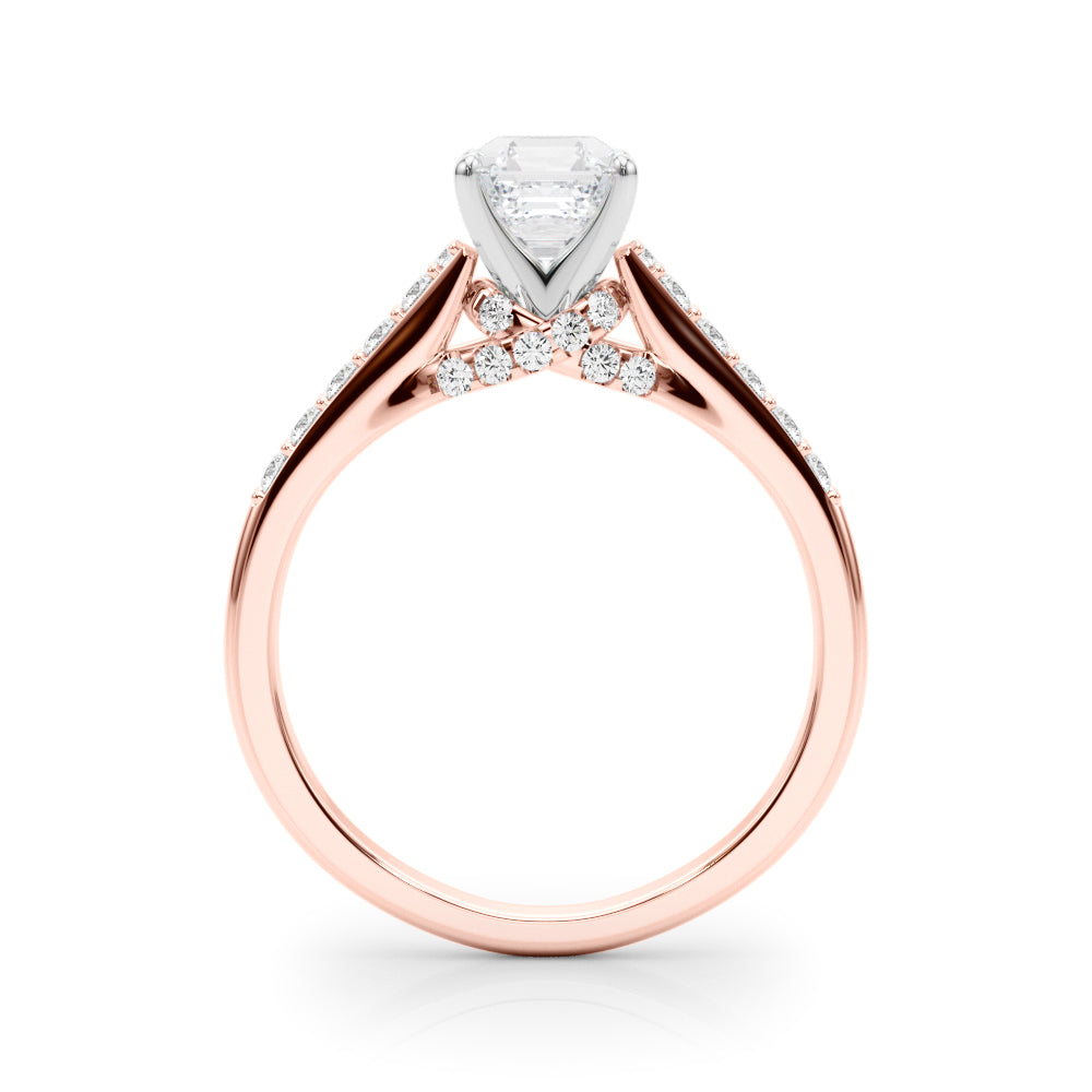Sculpted Channel-Set Round Diamond Engagement Ring — 9K/18K Gold & Platinum