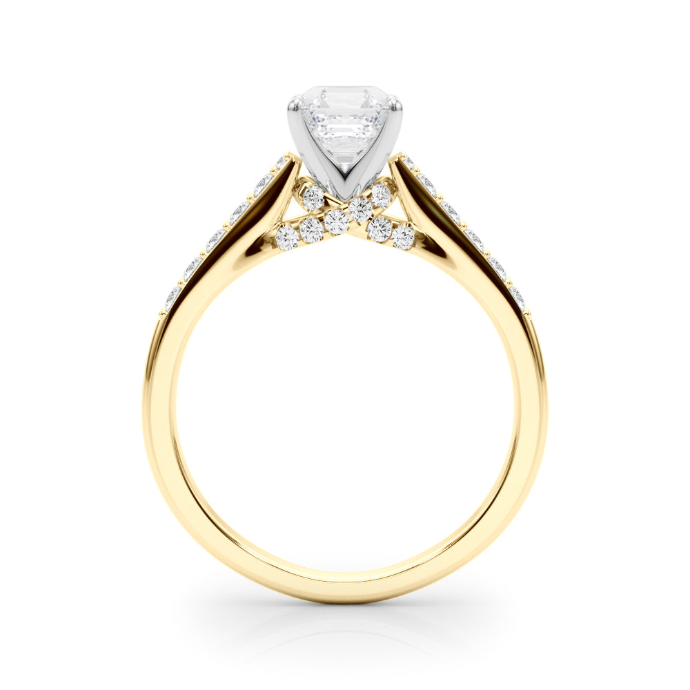 Sculpted Channel-Set Round Diamond Engagement Ring — 9K/18K Gold & Platinum