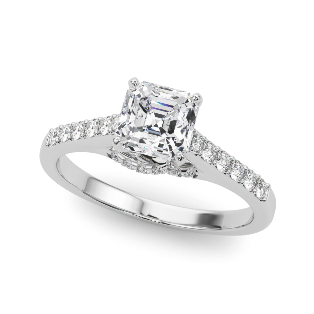 Sculpted Channel-Set Round Diamond Engagement Ring — 9K/18K Gold & Platinum