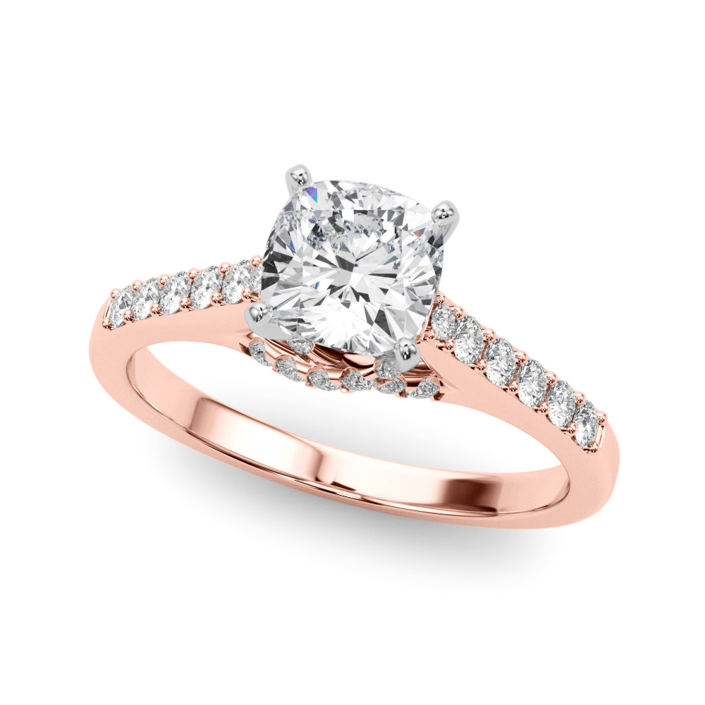 Sculpted Channel-Set Round Diamond Engagement Ring — 9K/18K Gold & Platinum