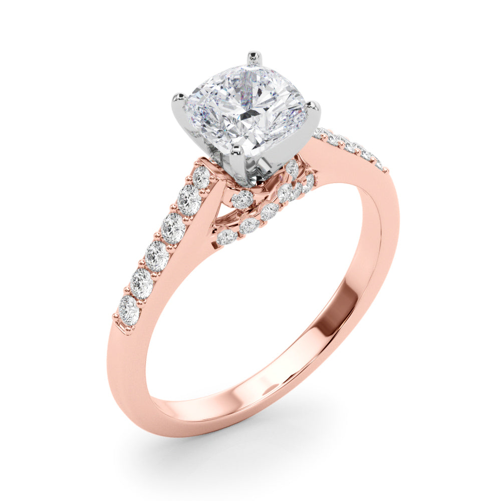 Sculpted Channel-Set Round Diamond Engagement Ring — 9K/18K Gold & Platinum