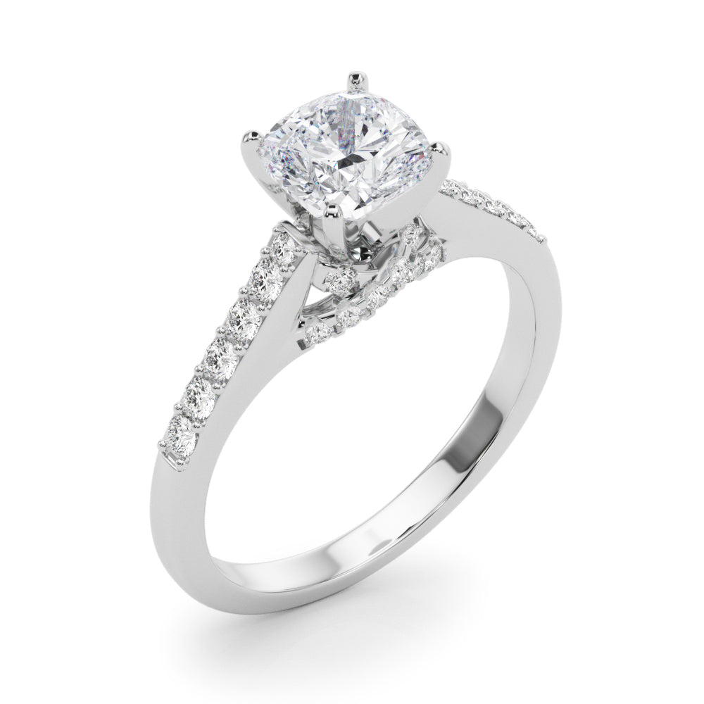 Sculpted Channel-Set Round Diamond Engagement Ring — 9K/18K Gold & Platinum