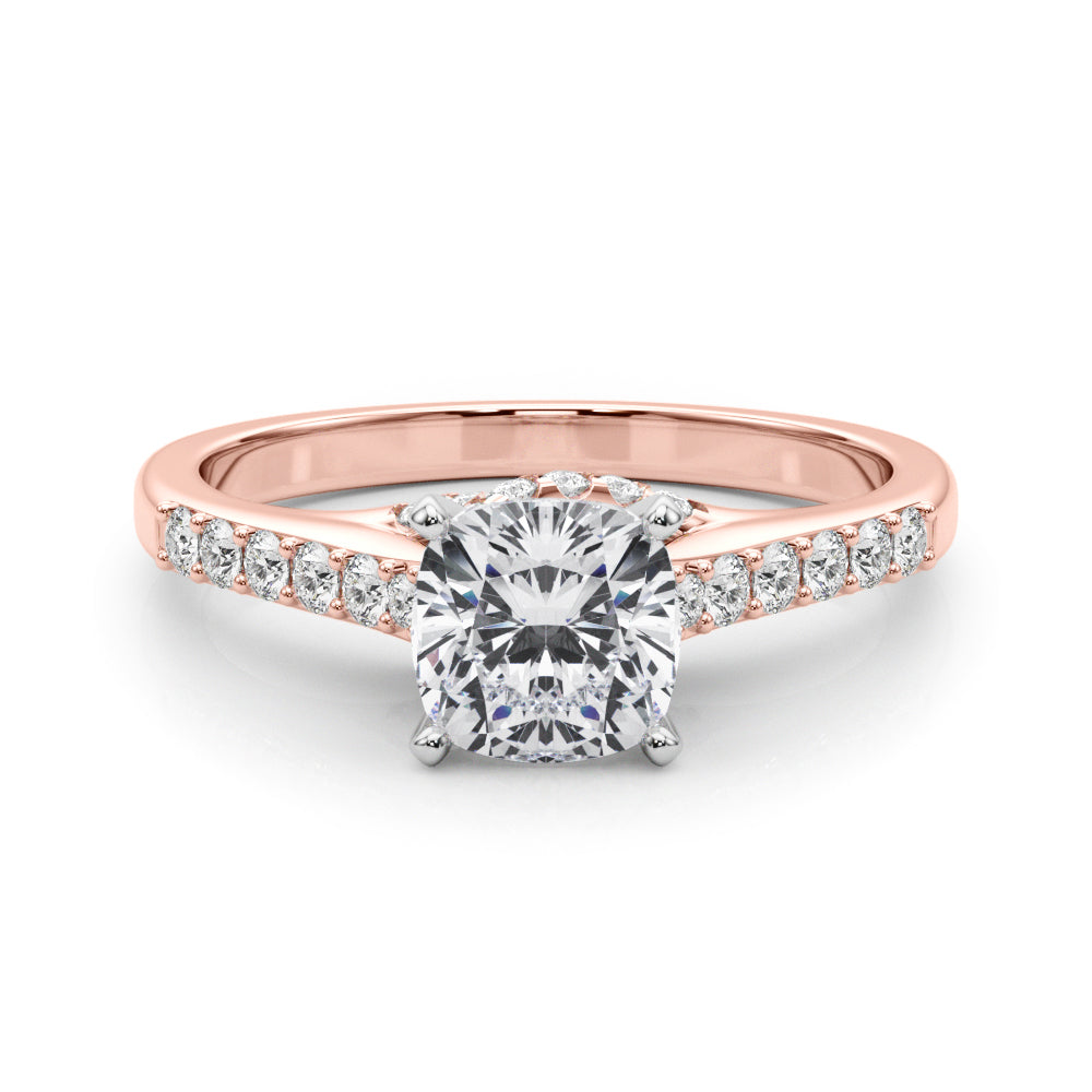 Sculpted Channel-Set Round Diamond Engagement Ring — 9K/18K Gold & Platinum