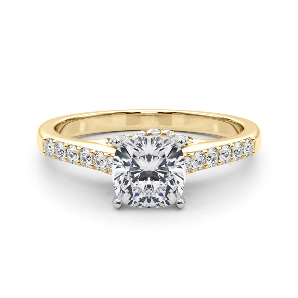 Sculpted Channel-Set Round Diamond Engagement Ring — 9K/18K Gold & Platinum