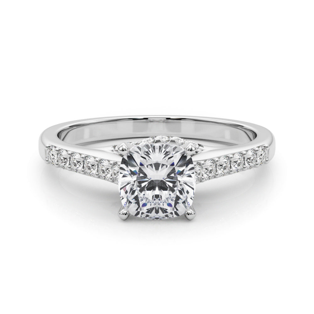 Sculpted Channel-Set Round Diamond Engagement Ring — 9K/18K Gold & Platinum
