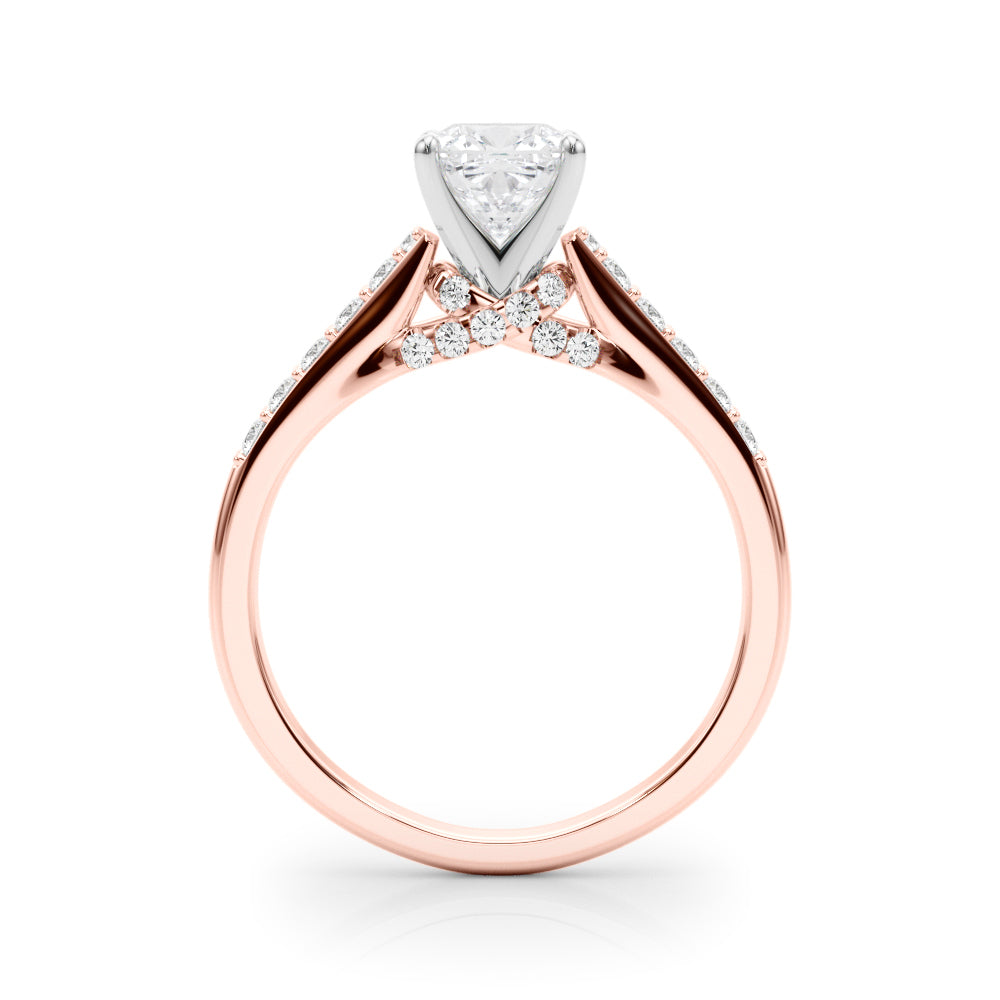 Sculpted Channel-Set Round Diamond Engagement Ring — 9K/18K Gold & Platinum