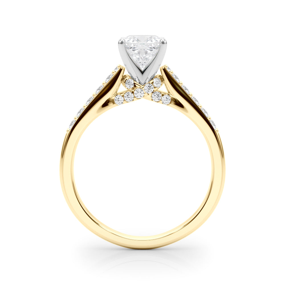 Sculpted Channel-Set Round Diamond Engagement Ring — 9K/18K Gold & Platinum