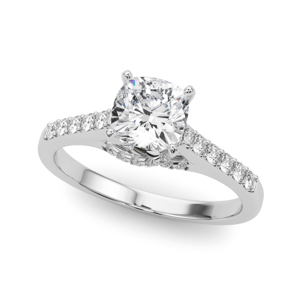 Sculpted Channel-Set Round Diamond Engagement Ring — 9K/18K Gold & Platinum