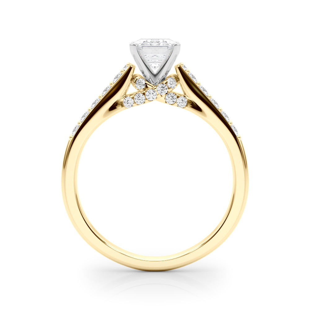 Sculpted Channel-Set Round Diamond Engagement Ring — 9K/18K Gold & Platinum