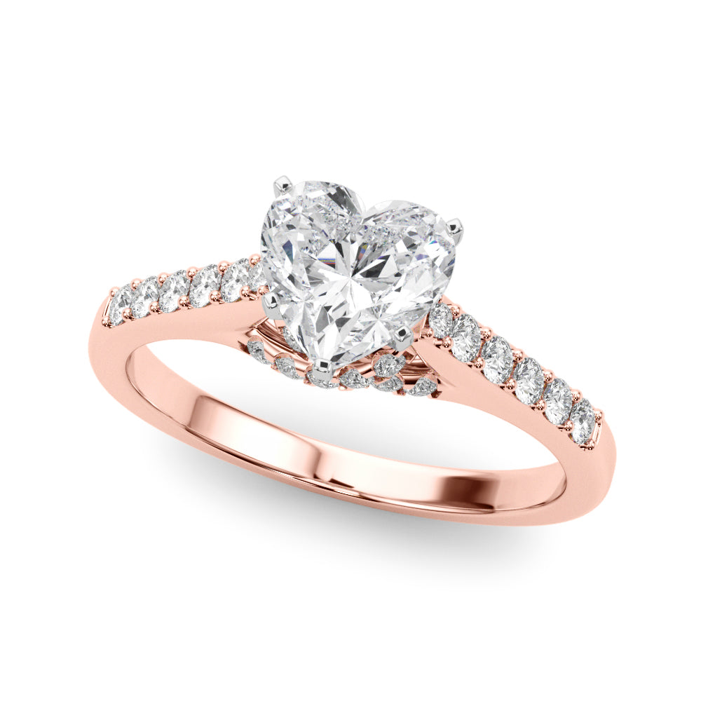 Sculpted Channel-Set Round Diamond Engagement Ring — 9K/18K Gold & Platinum