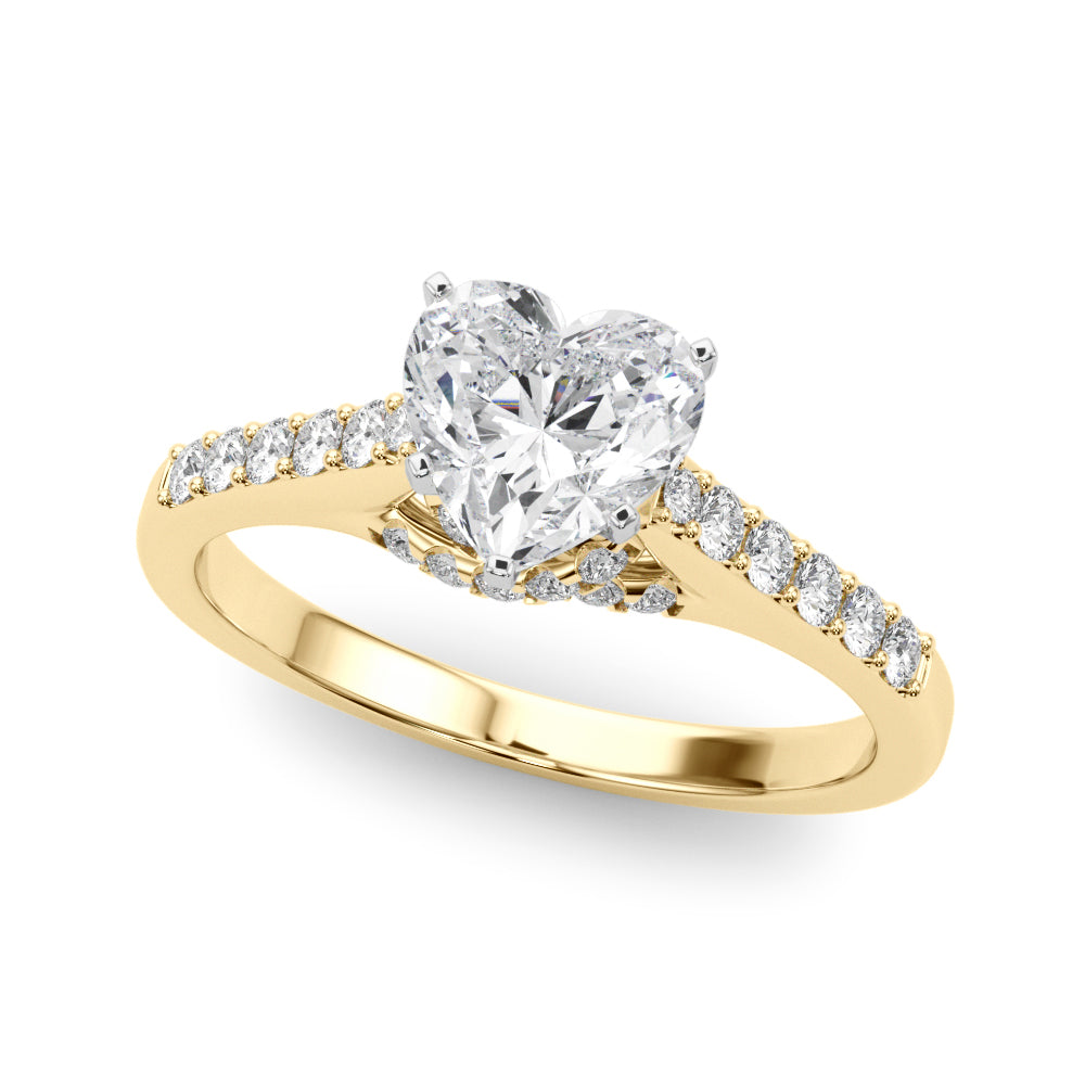 Sculpted Channel-Set Round Diamond Engagement Ring — 9K/18K Gold & Platinum