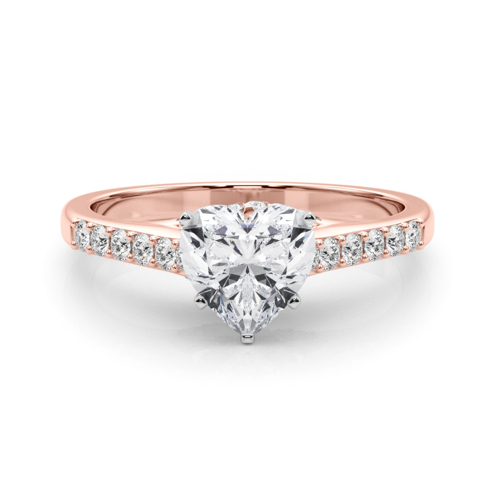 Sculpted Channel-Set Round Diamond Engagement Ring — 9K/18K Gold & Platinum