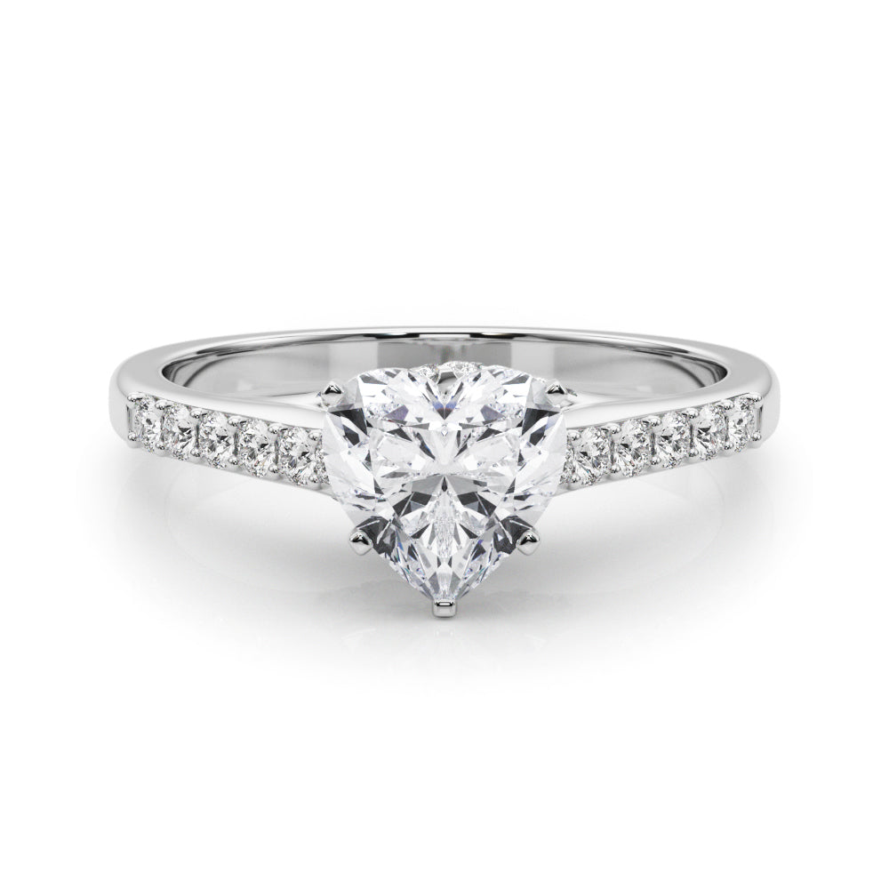 Sculpted Channel-Set Round Diamond Engagement Ring — 9K/18K Gold & Platinum