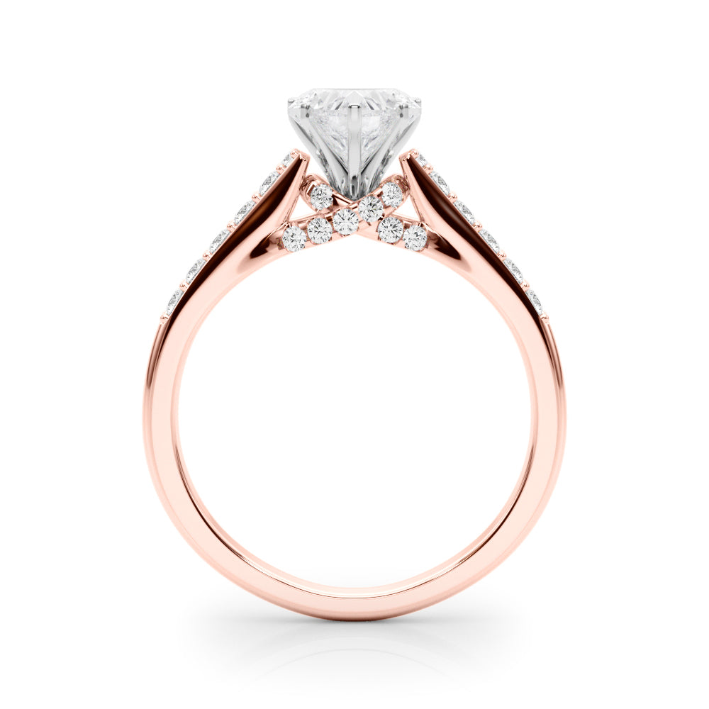 Sculpted Channel-Set Round Diamond Engagement Ring — 9K/18K Gold & Platinum