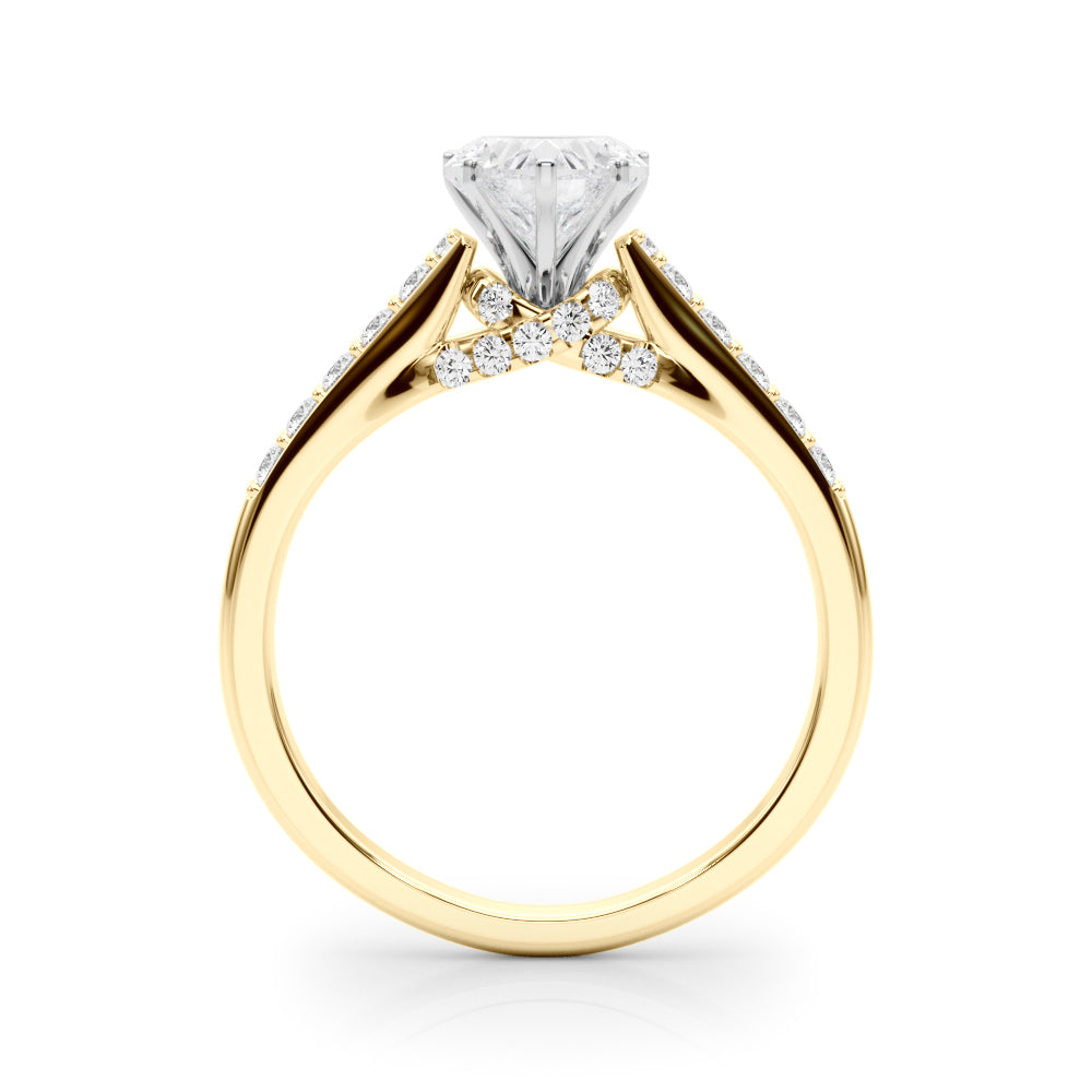 Sculpted Channel-Set Round Diamond Engagement Ring — 9K/18K Gold & Platinum