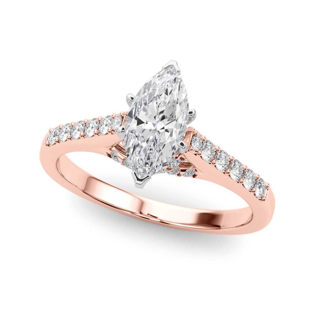 Sculpted Channel-Set Round Diamond Engagement Ring — 9K/18K Gold & Platinum